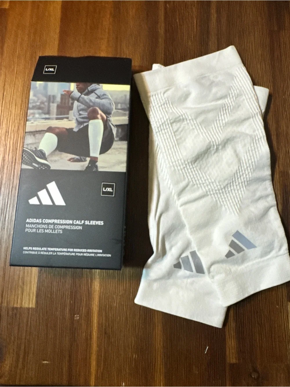 NWT Adidas Compression Calf Sleeves White Pair Running Recovery Training